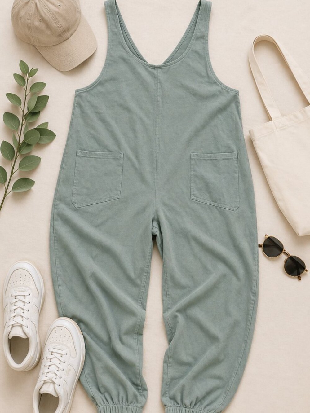 For Days Organic Cotton Romper XL Sage Green Relaxed NWT